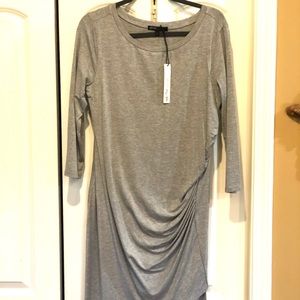 Gibson Living in Yellow Shirred Gray Jersey Dress